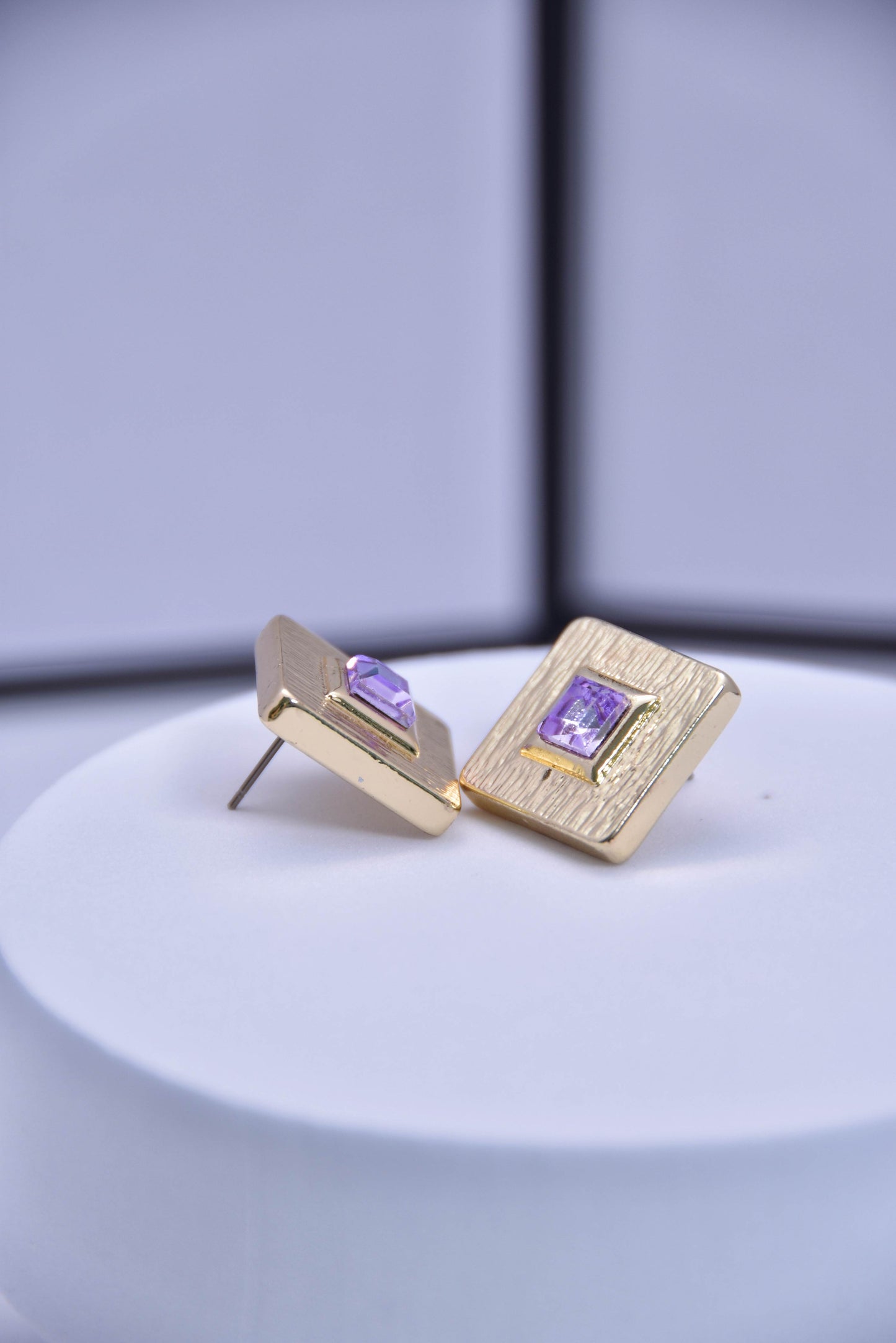 Amethyst Square Stud Earrings
