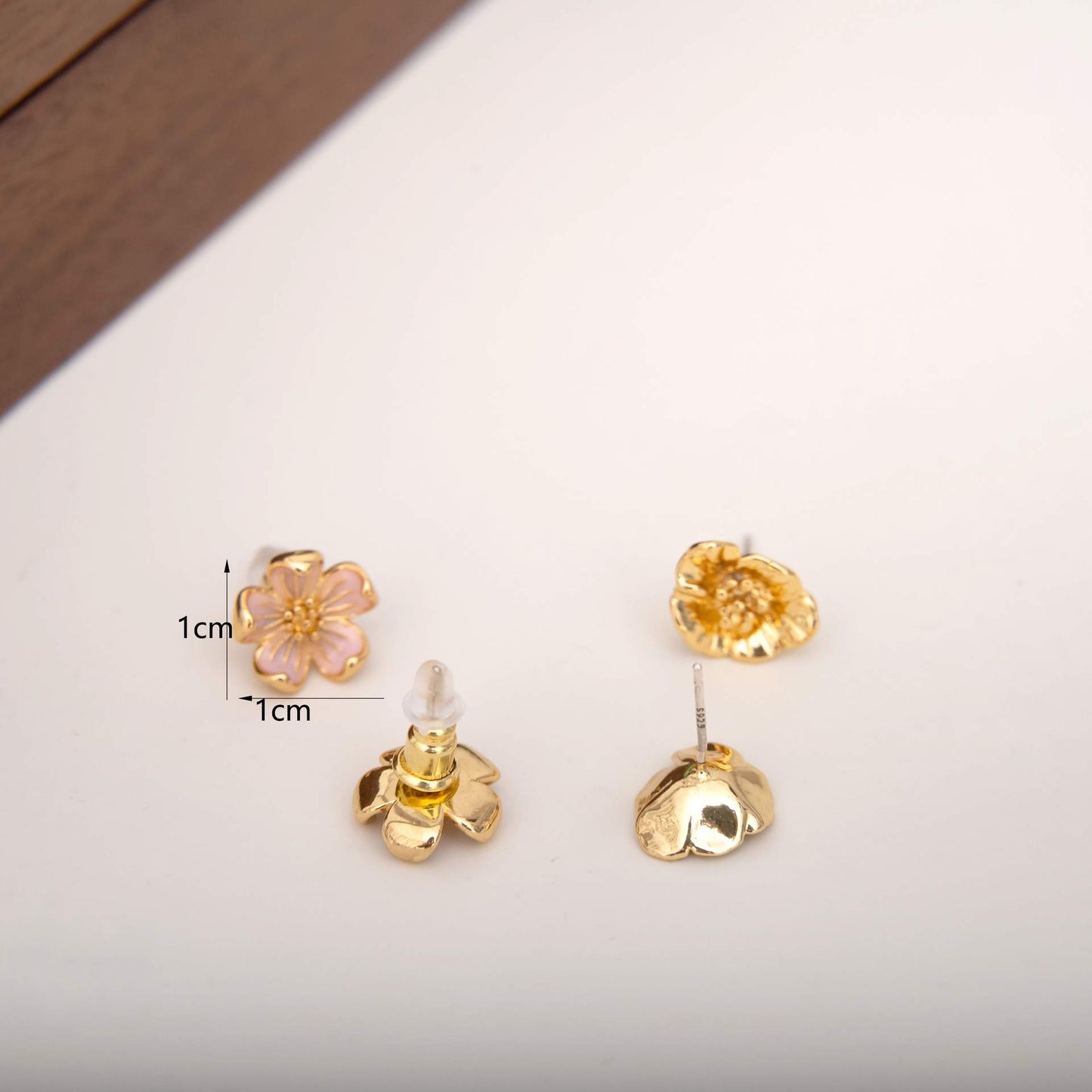 Cherry Blossom Gold Stud Earrings - Spark Blossom Jewelry
