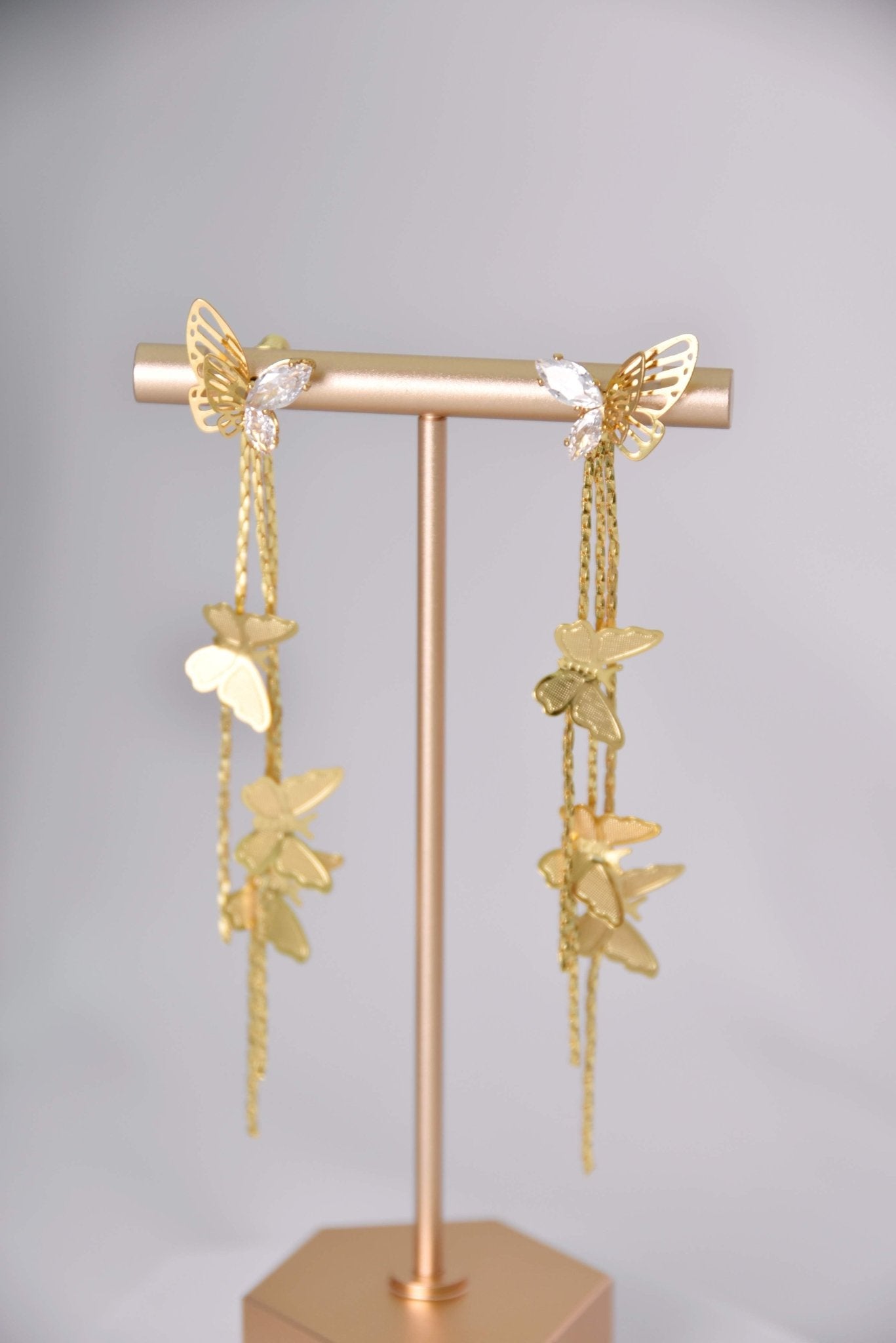 Elegant Long Butterfly Earrings with Multiple Wearing Options - Spark Blossom Jewelry