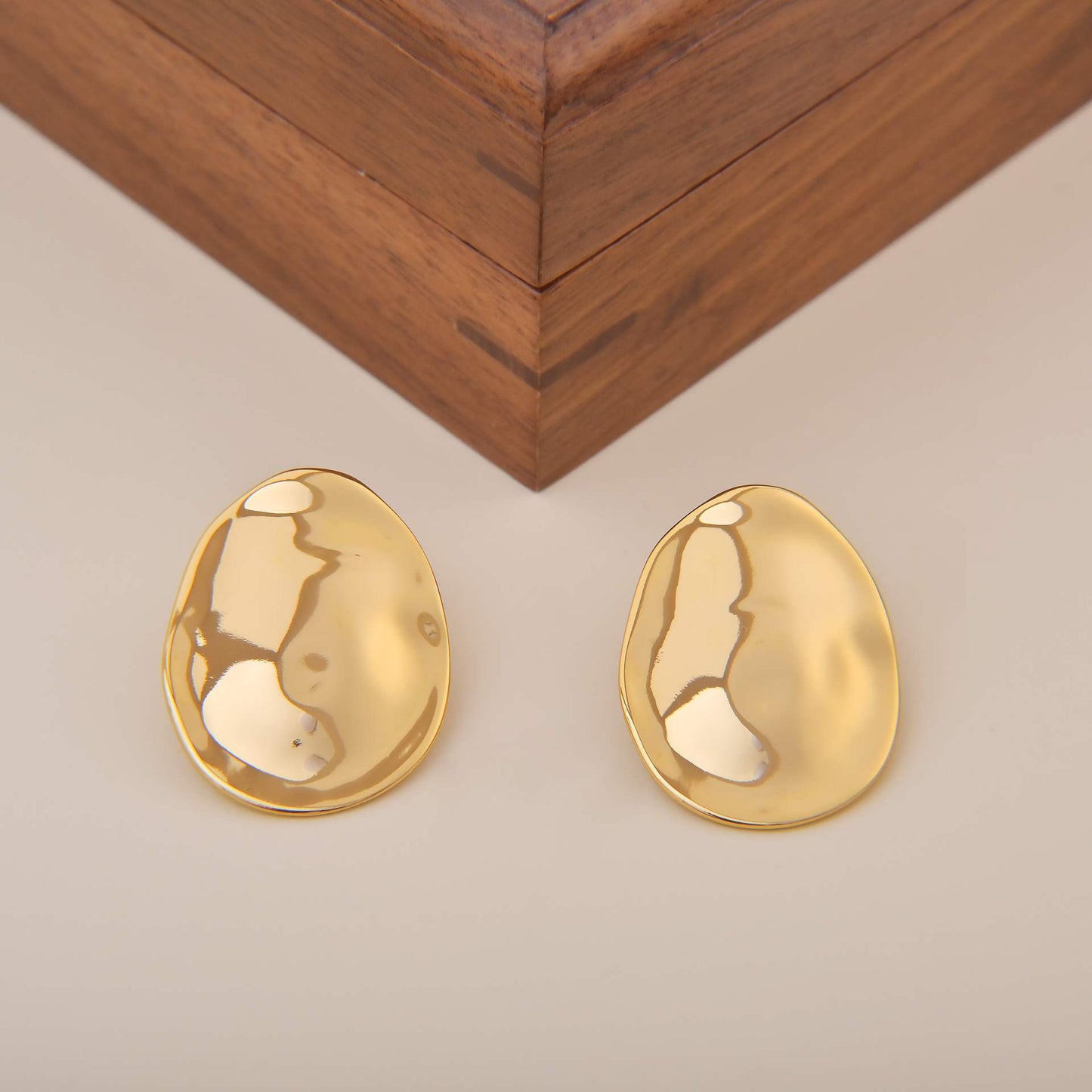 Gold - Plated Organic Shape Earrings - Spark Blossom Jewelry