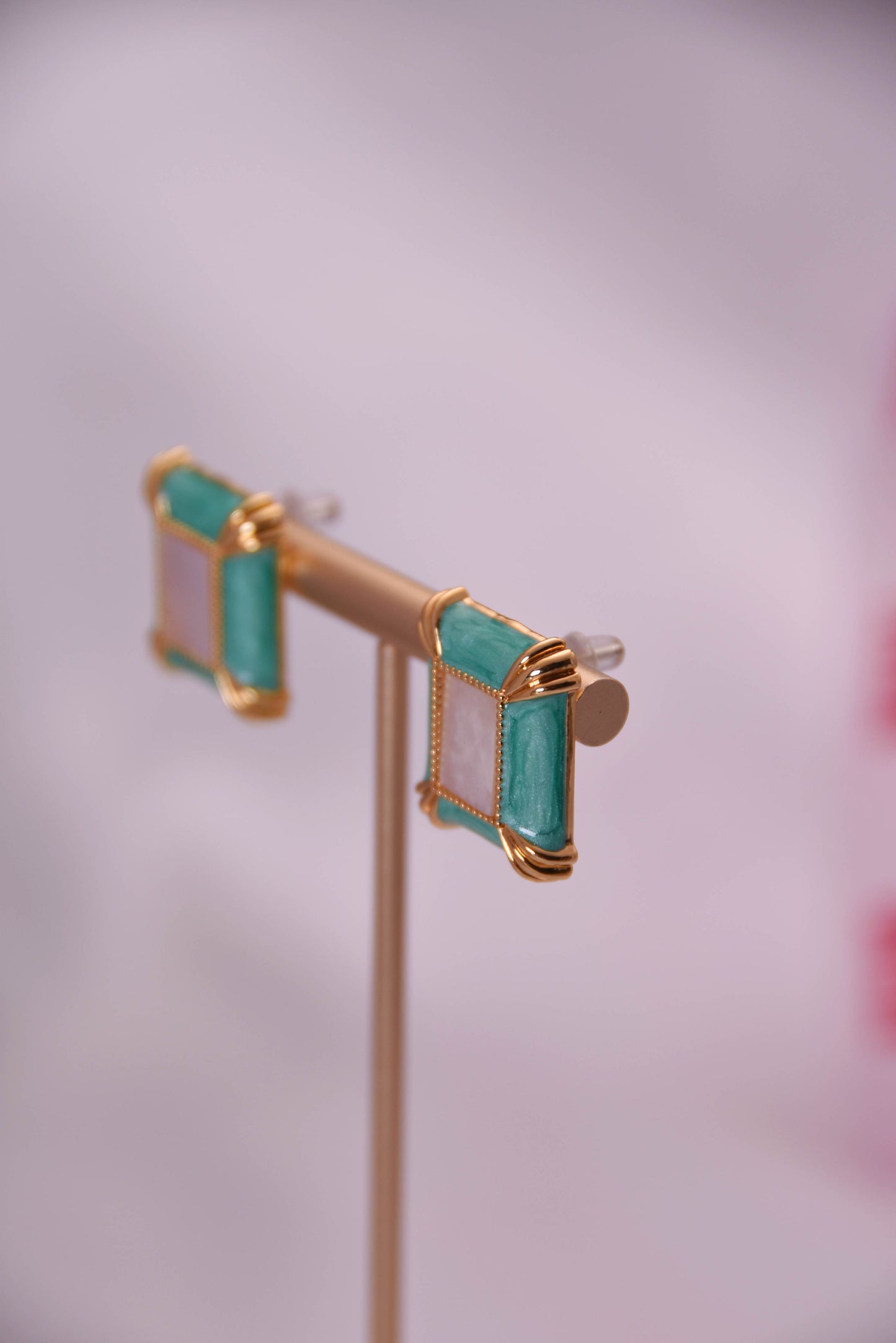 Vintage Square Turquoise Stud Earrings