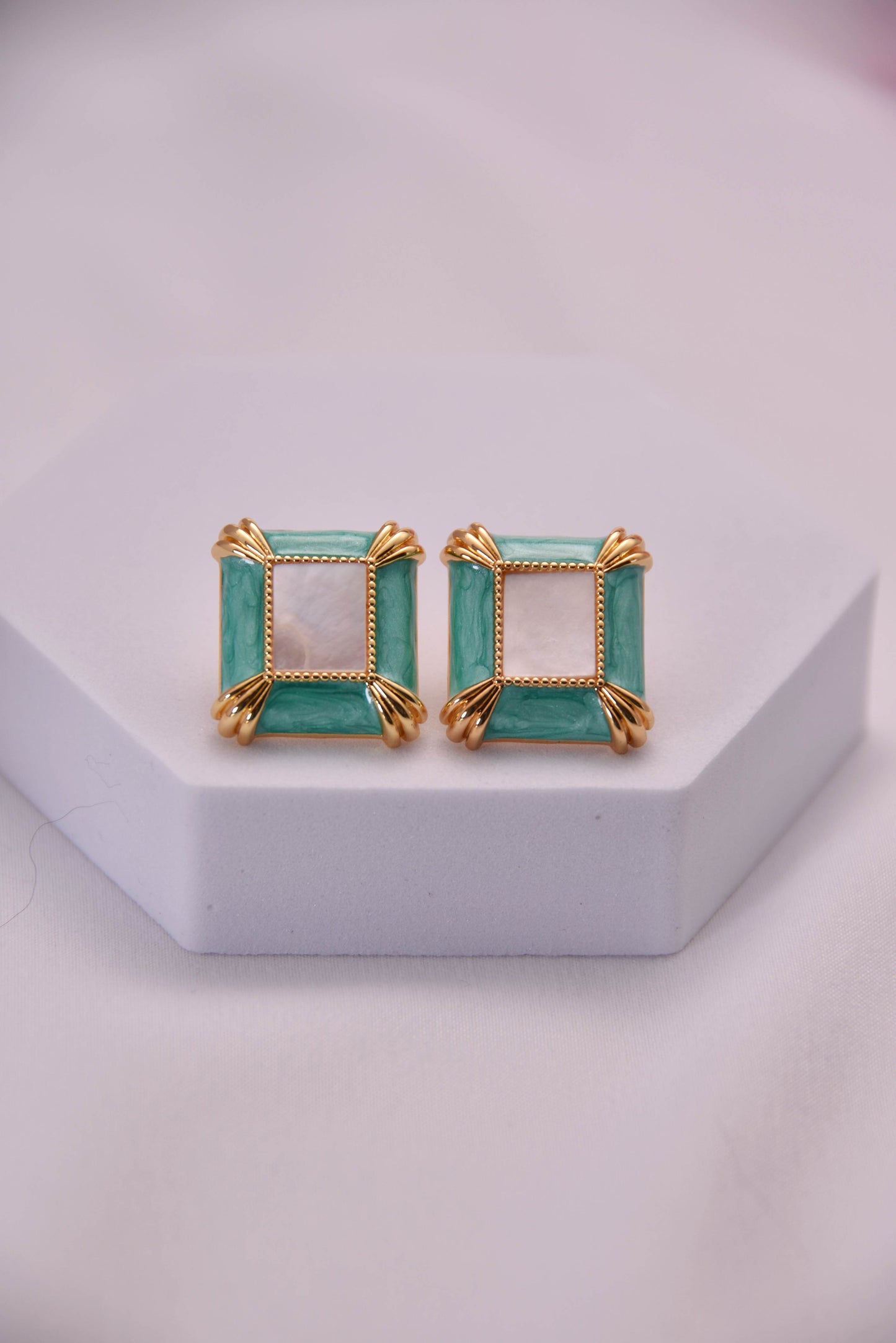 Vintage Square Turquoise Stud Earrings