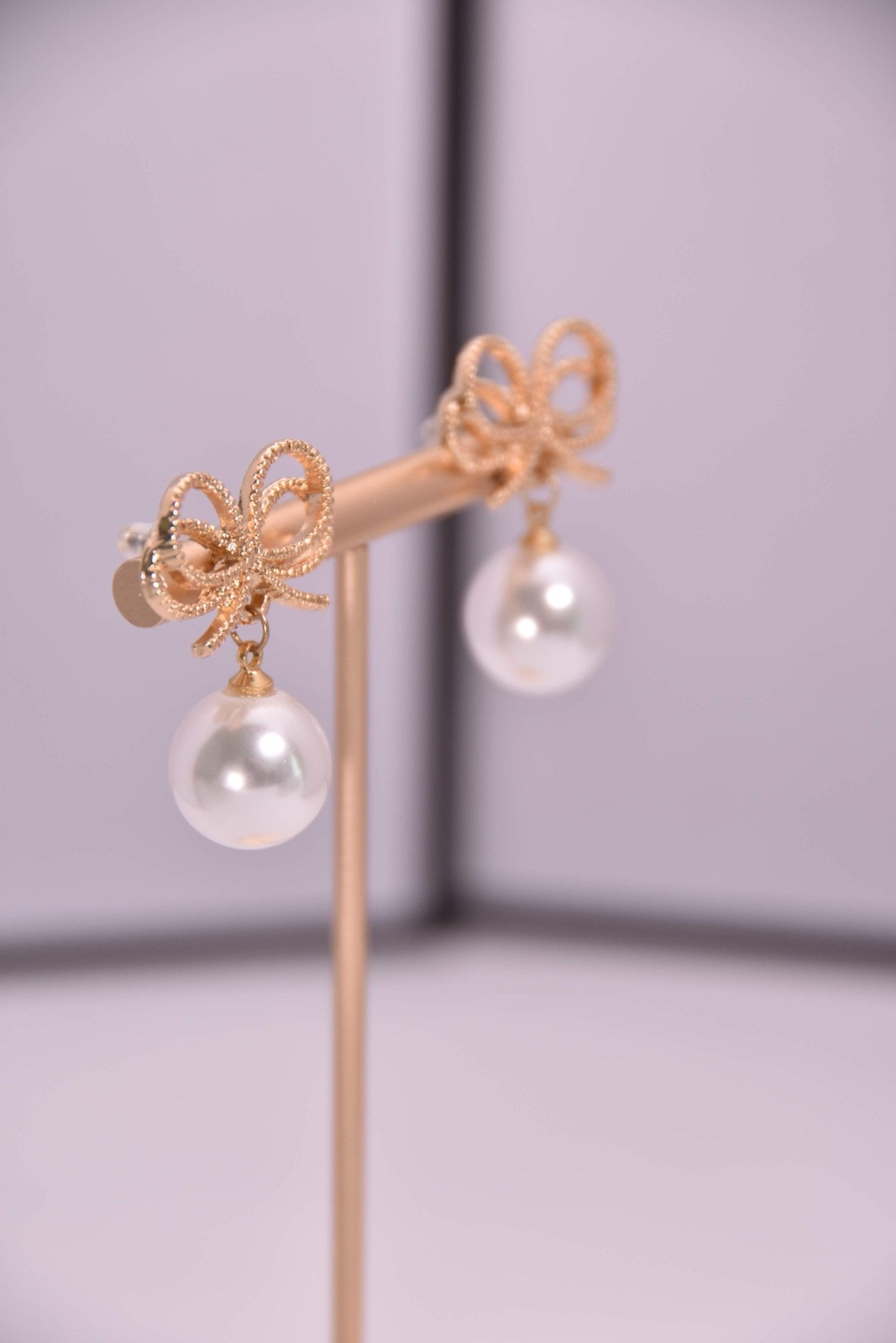 Elegant Bow and Pearl Drop Earrings - Spark Blossom Jewelry