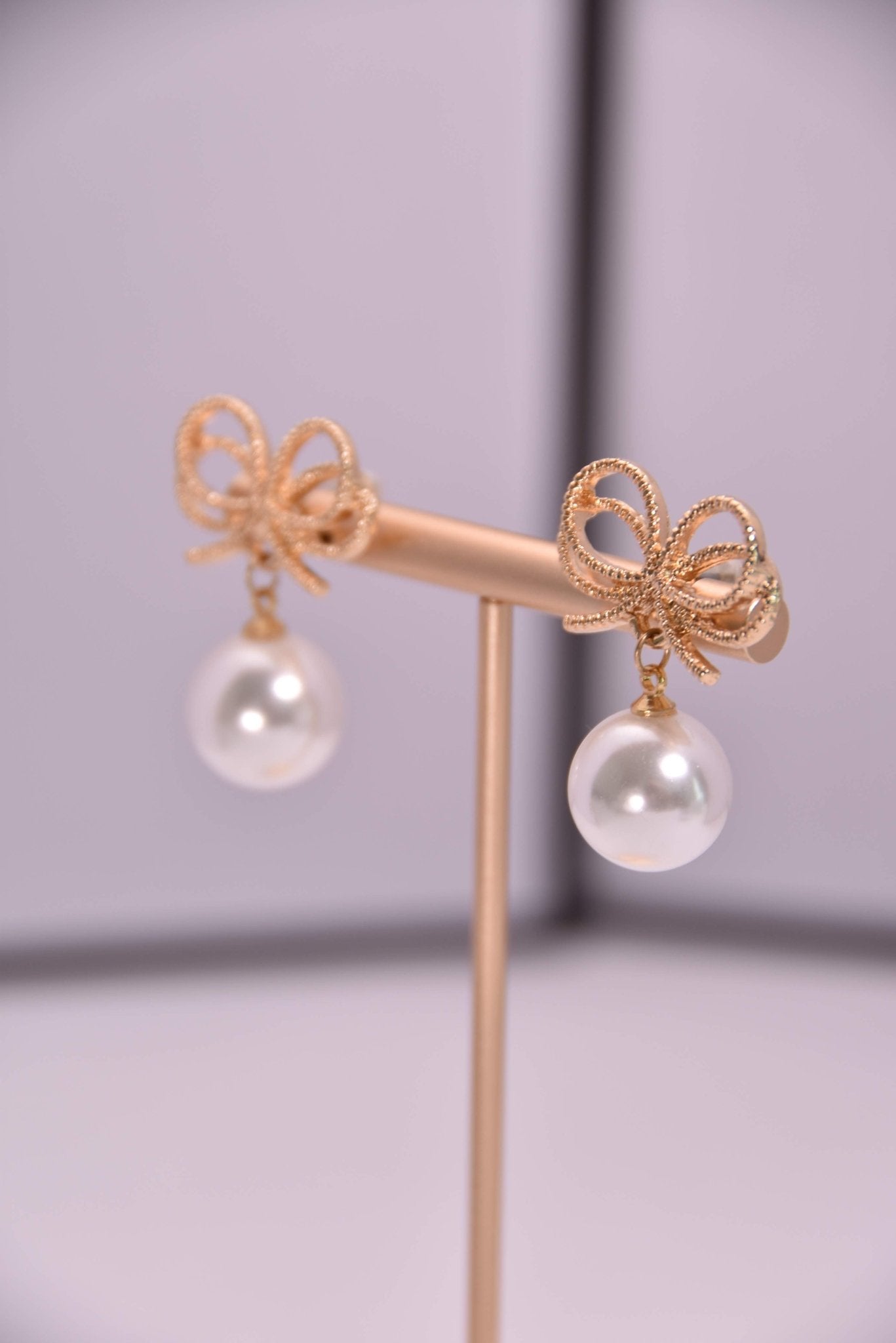 Elegant Bow and Pearl Drop Earrings - Spark Blossom Jewelry