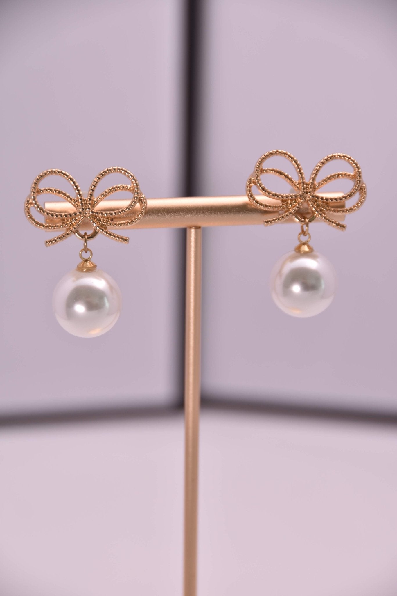 Elegant Bow and Pearl Drop Earrings - Spark Blossom Jewelry