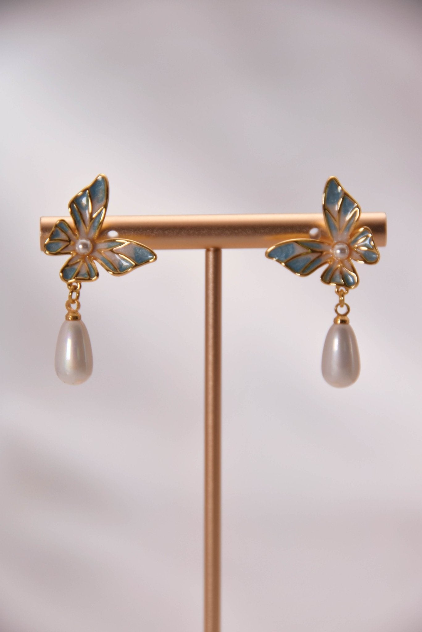 Elegant Butterfly Pearl Drop Earrings - Spark Blossom Jewelry