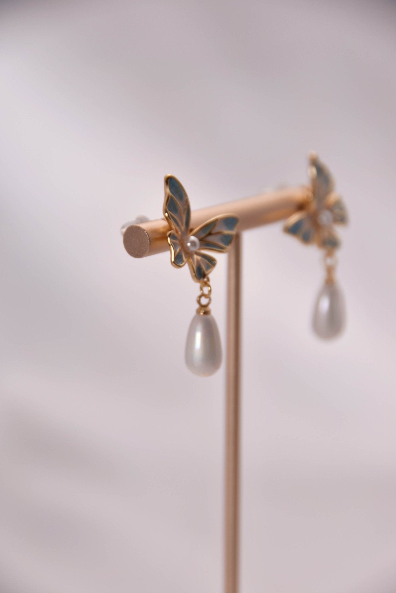 Elegant Butterfly Pearl Drop Earrings - Spark Blossom Jewelry