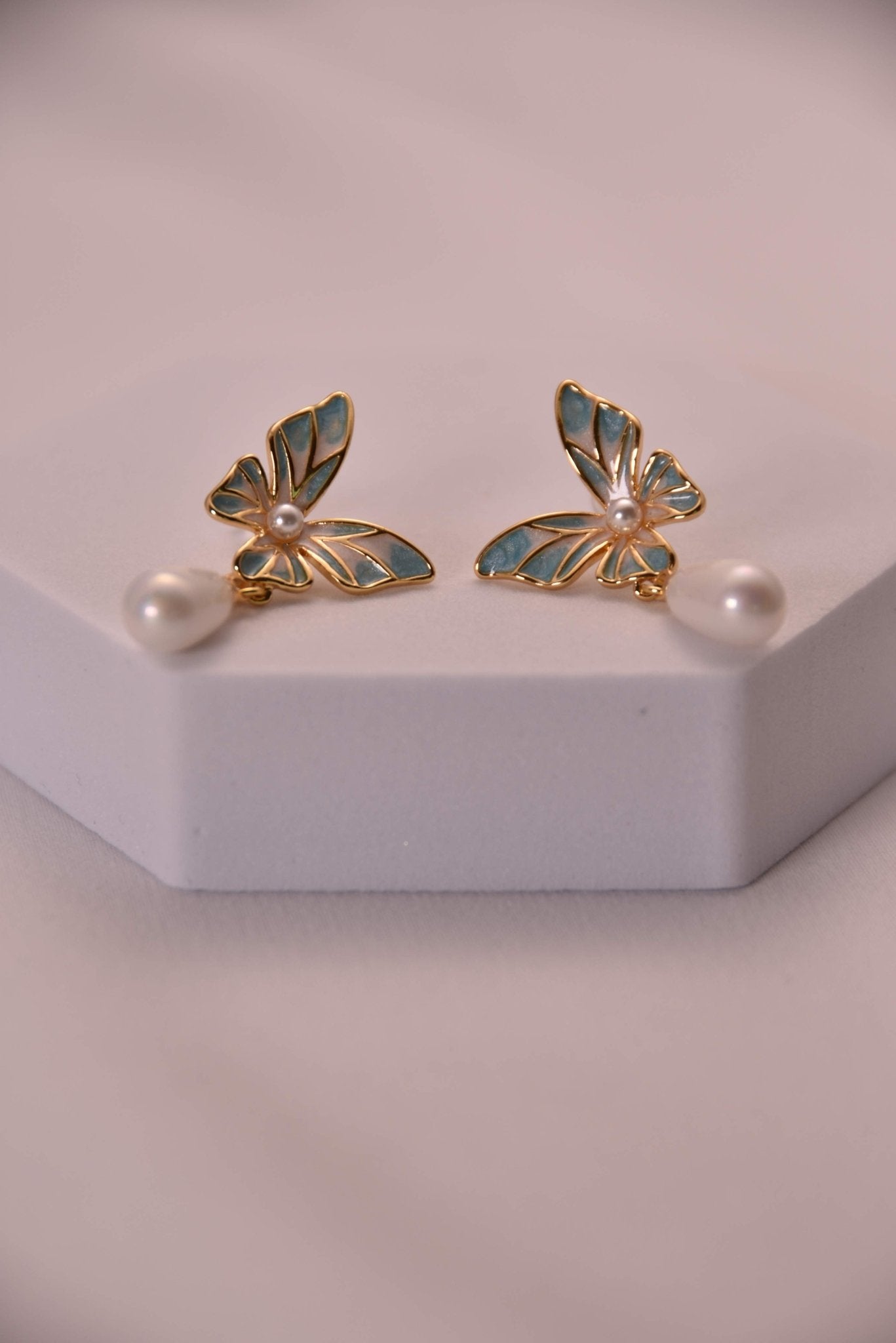 Elegant Butterfly Pearl Drop Earrings - Spark Blossom Jewelry