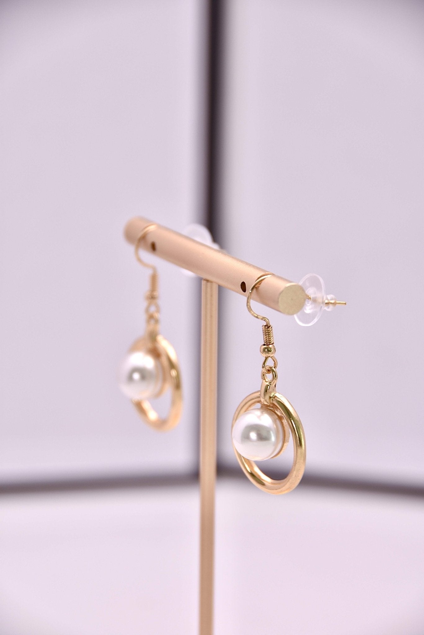 Elegant Gold Circle Drop Earrings with Pearls - Spark Blossom Jewelry