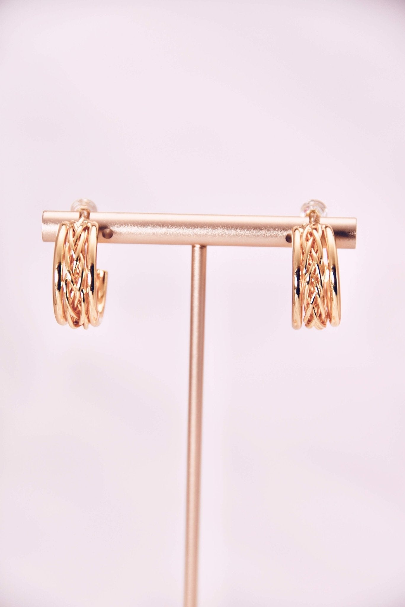 Elegant Gold - Plated Braided Hoop Earrings - Spark Blossom Jewelry