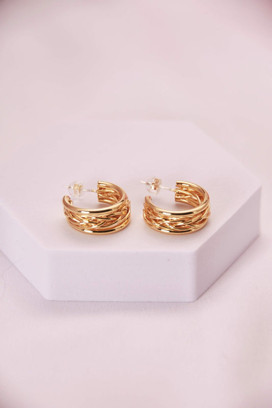 Elegant Gold - Plated Braided Hoop Earrings - Spark Blossom Jewelry