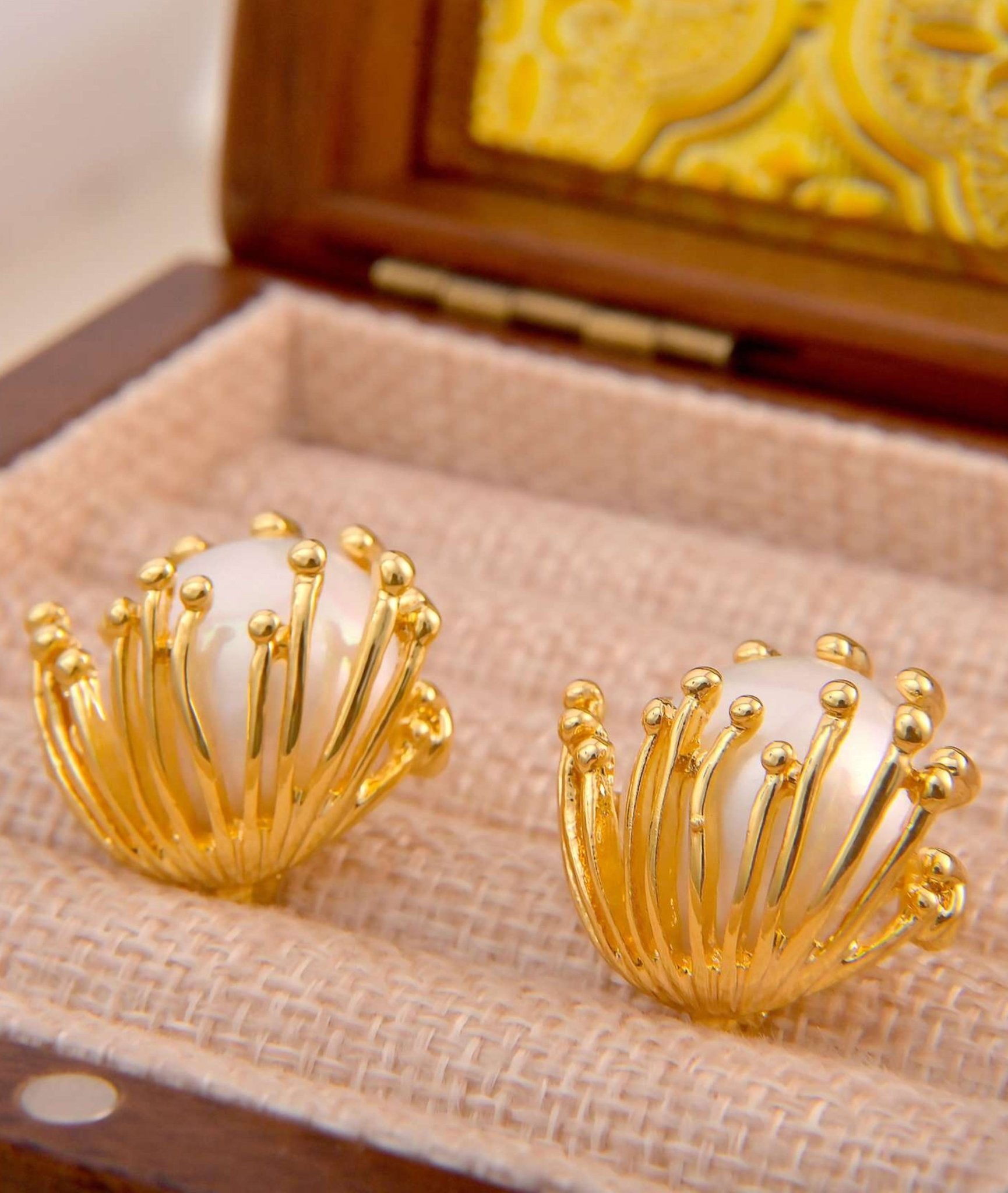 Elegant Gold - Plated Pearl Cluster Earrings - Spark Blossom Jewelry