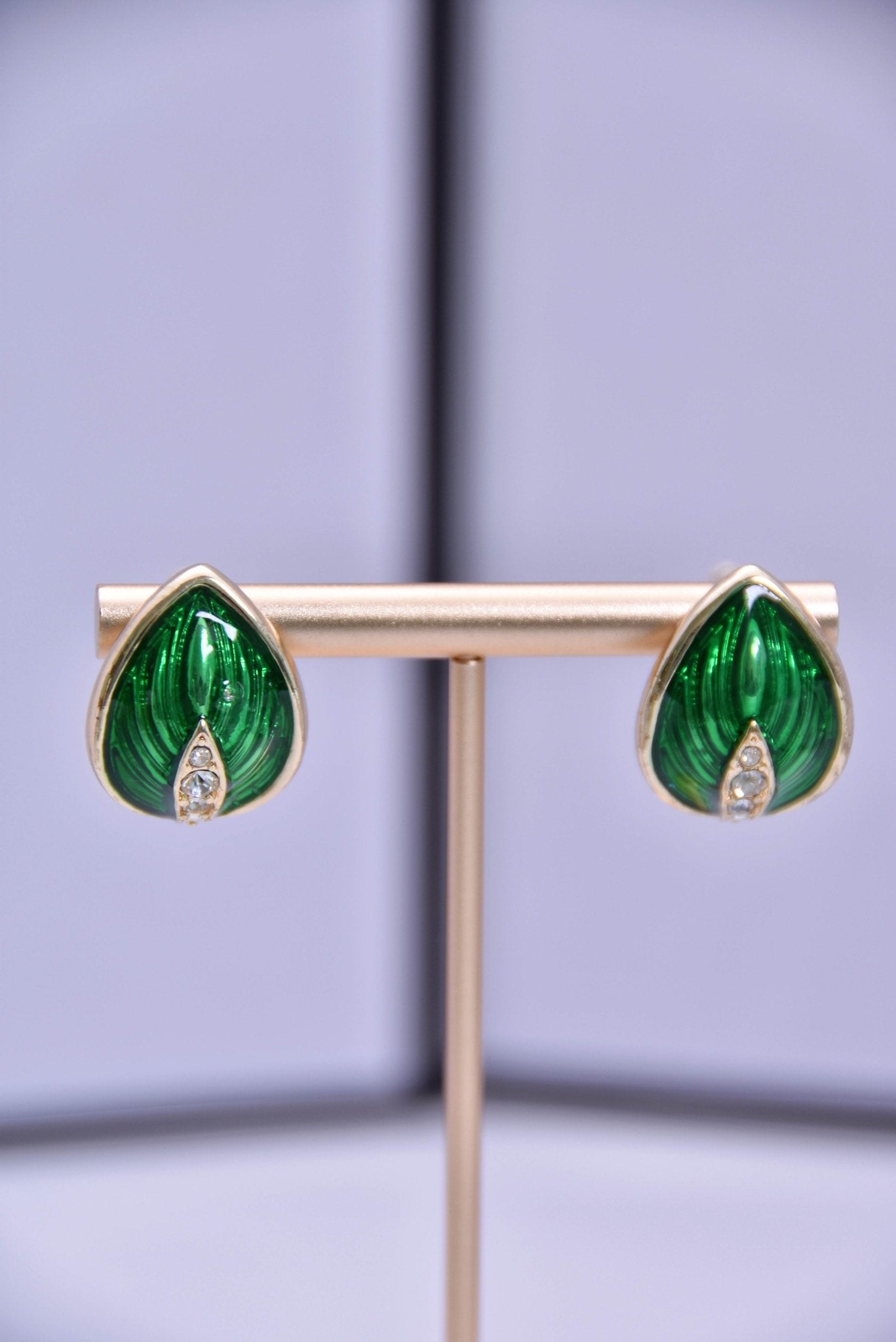 Elegant Green Teardrop Alloy Earrings - Spark Blossom Jewelry