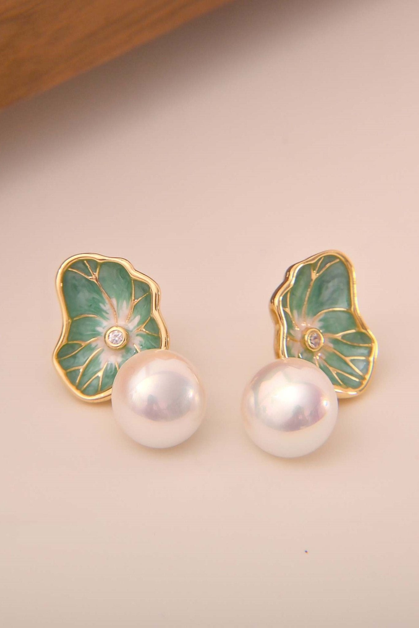 Elegant Hand - Painted Enamel and Mabe Pearl Earrings(Available in Three Colors) - Spark Blossom Jewelry