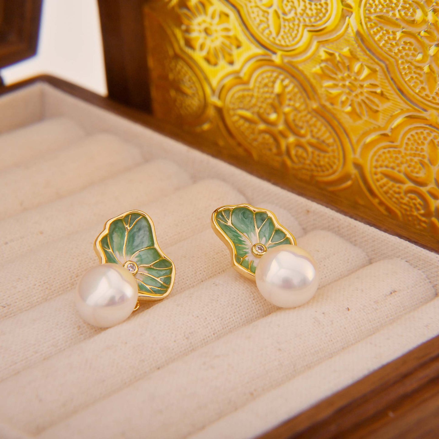 Elegant Hand - Painted Enamel and Mabe Pearl Earrings(Available in Three Colors) - Spark Blossom Jewelry