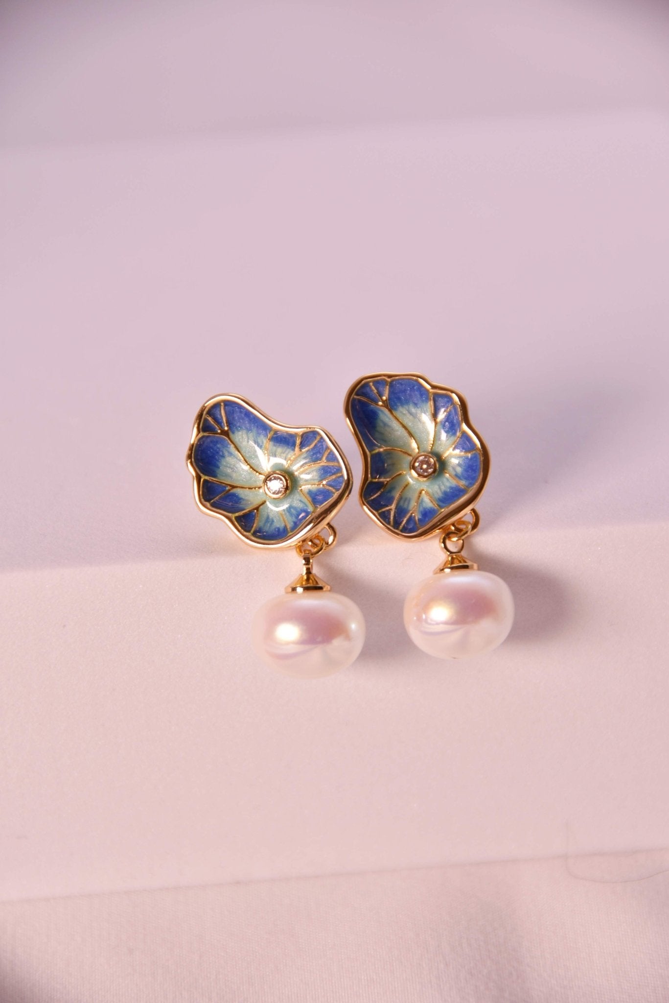 Elegant Hand - Painted Enamel and Pearl Drop Earrings (Available in Three Colors) - Spark Blossom Jewelry