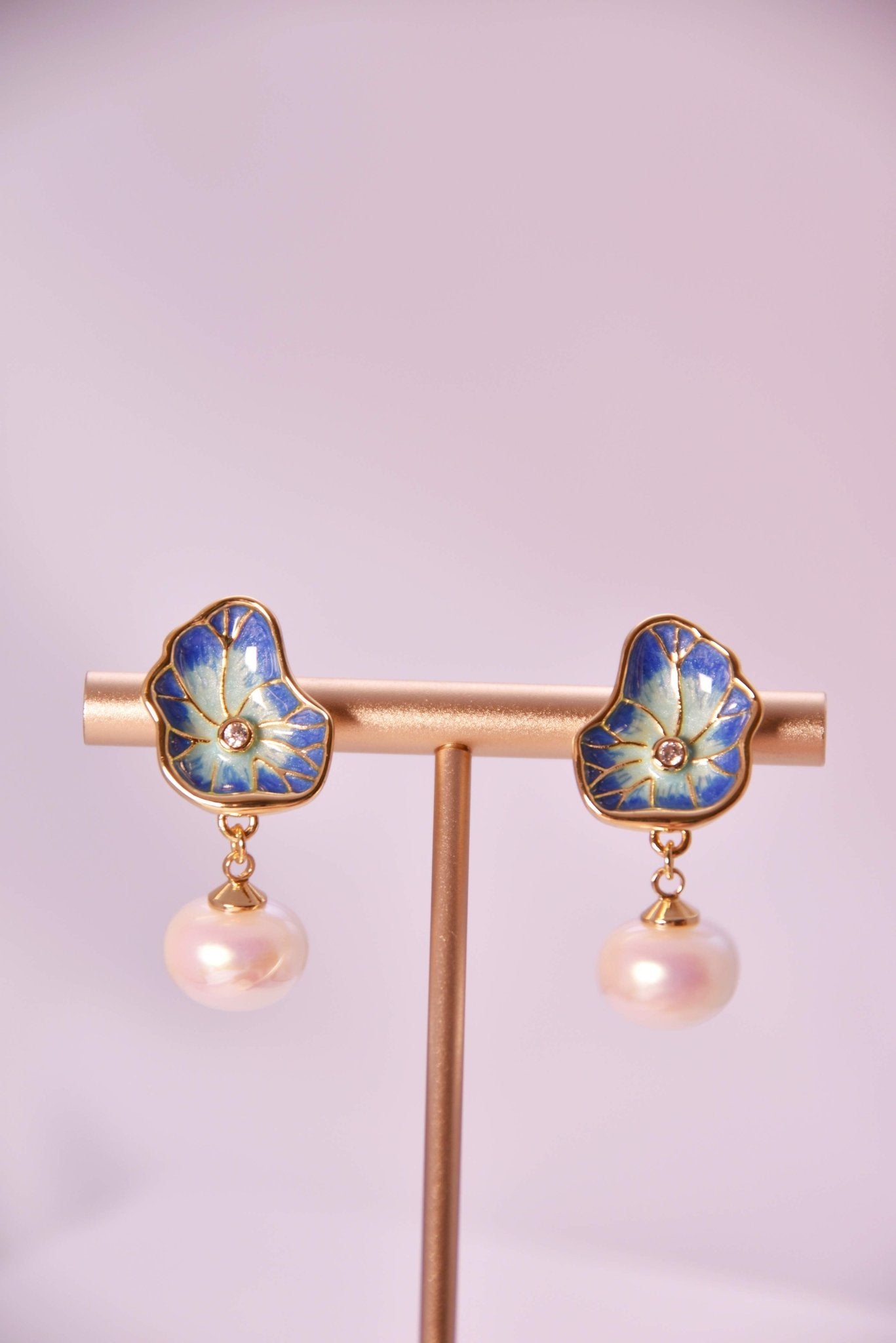 Elegant Hand - Painted Enamel and Pearl Drop Earrings (Available in Three Colors) - Spark Blossom Jewelry