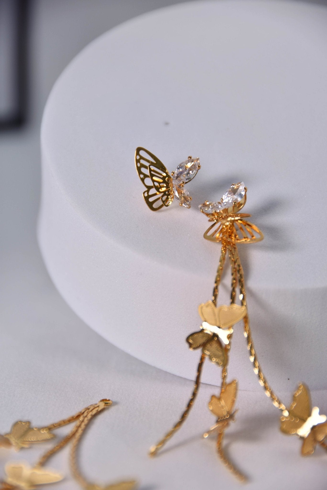 Elegant Long Butterfly Earrings with Multiple Wearing Options - Spark Blossom Jewelry