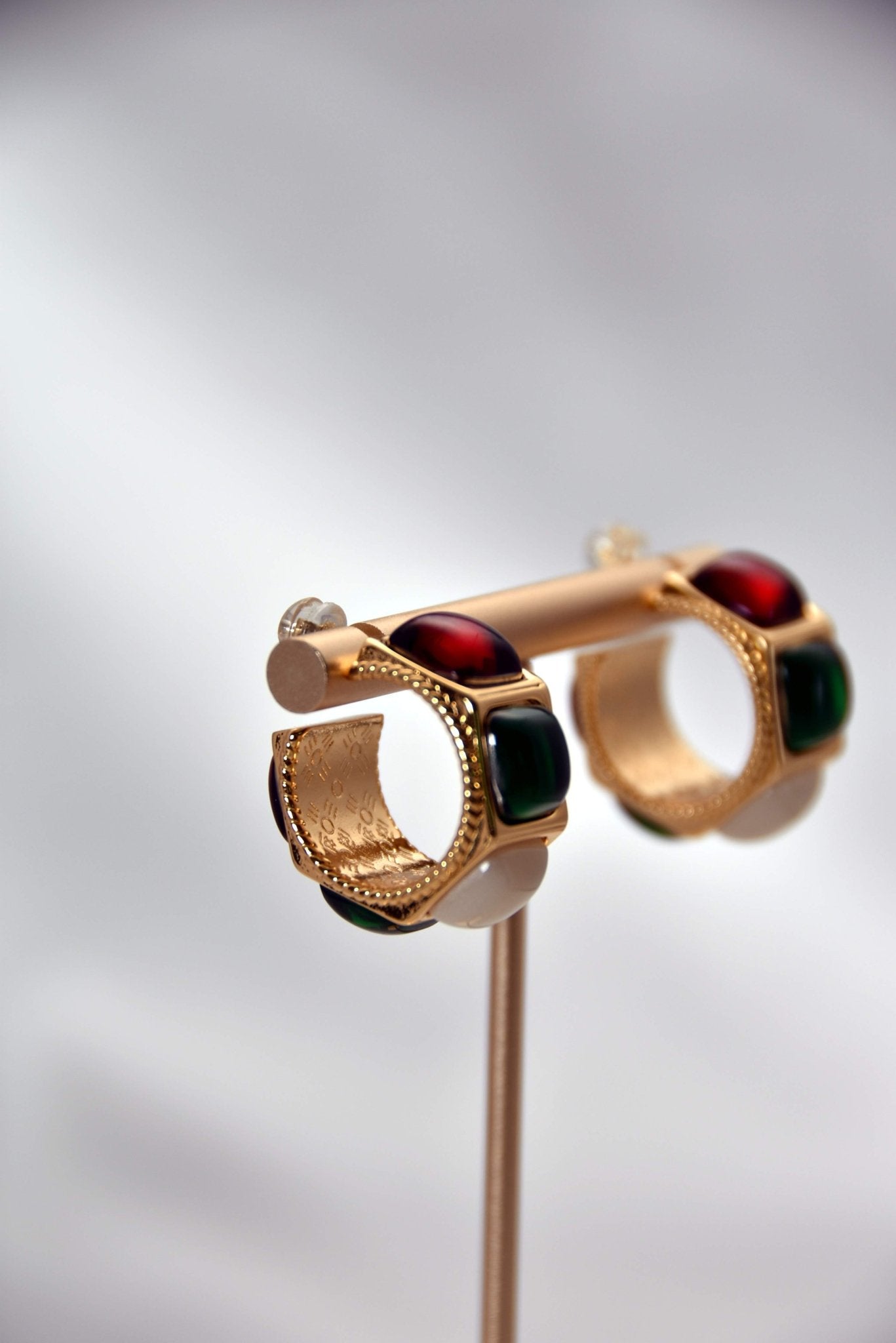 Elegant Multicolor Resin Gold - Plated C - Hoop Earrings - Spark Blossom Jewelry