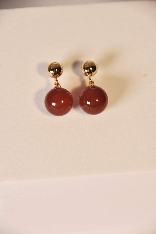 Elegant Red Agate and Gold - Plated Stud Earrings - Spark Blossom Jewelry