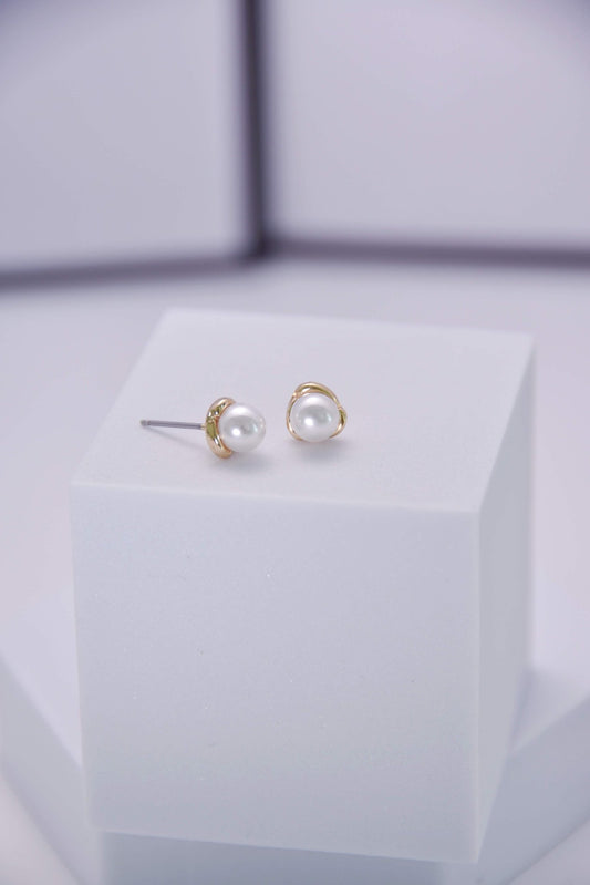 Elegant Small Faux Pearl Stud Earrings - Spark Blossom Jewelry