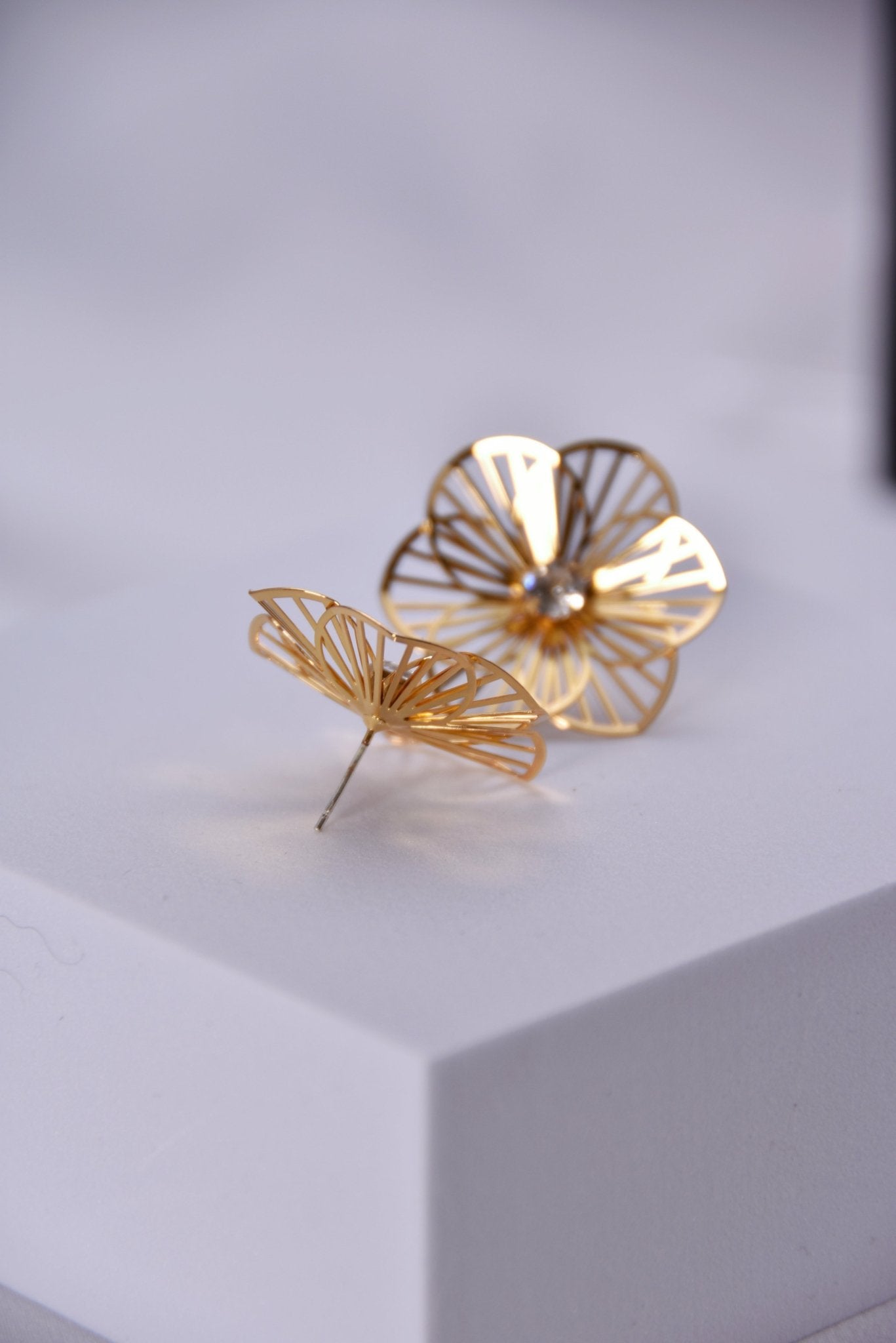 Floral Gold - Plated Stud Earrings - Spark Blossom Jewelry