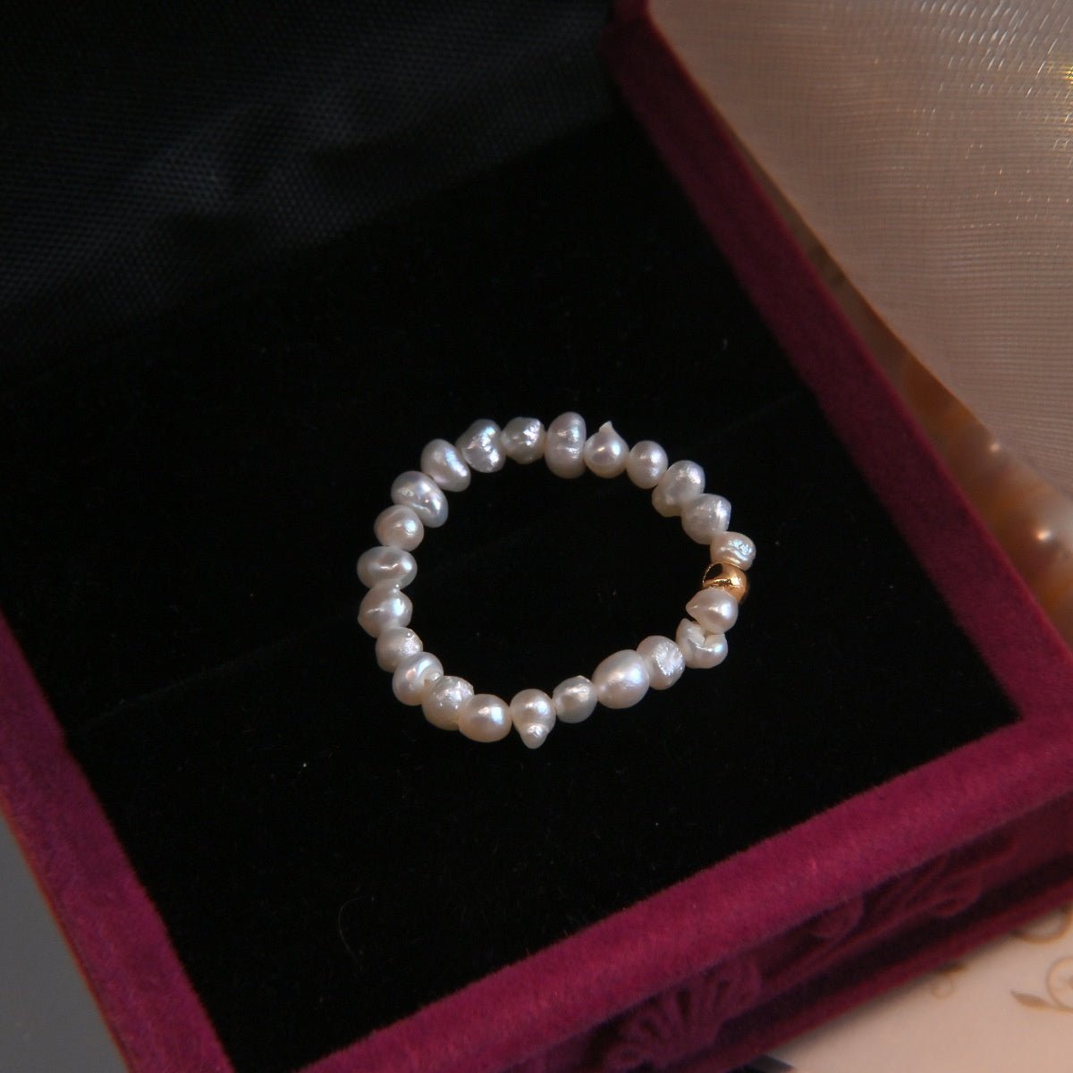 Freshwater Pearl Stretch Ring - Spark Blossom Jewelry