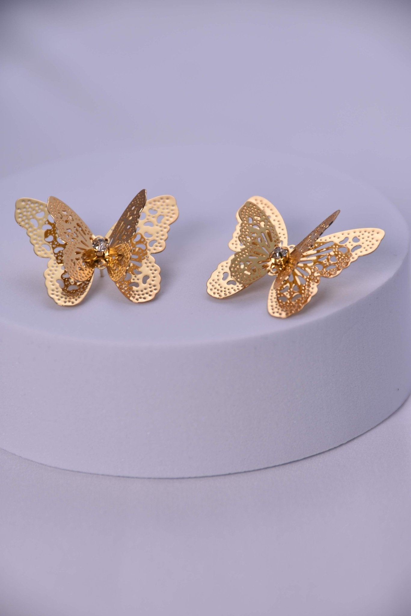 Gold Hollow Butterfly Stud Earrings - Spark Blossom Jewelry