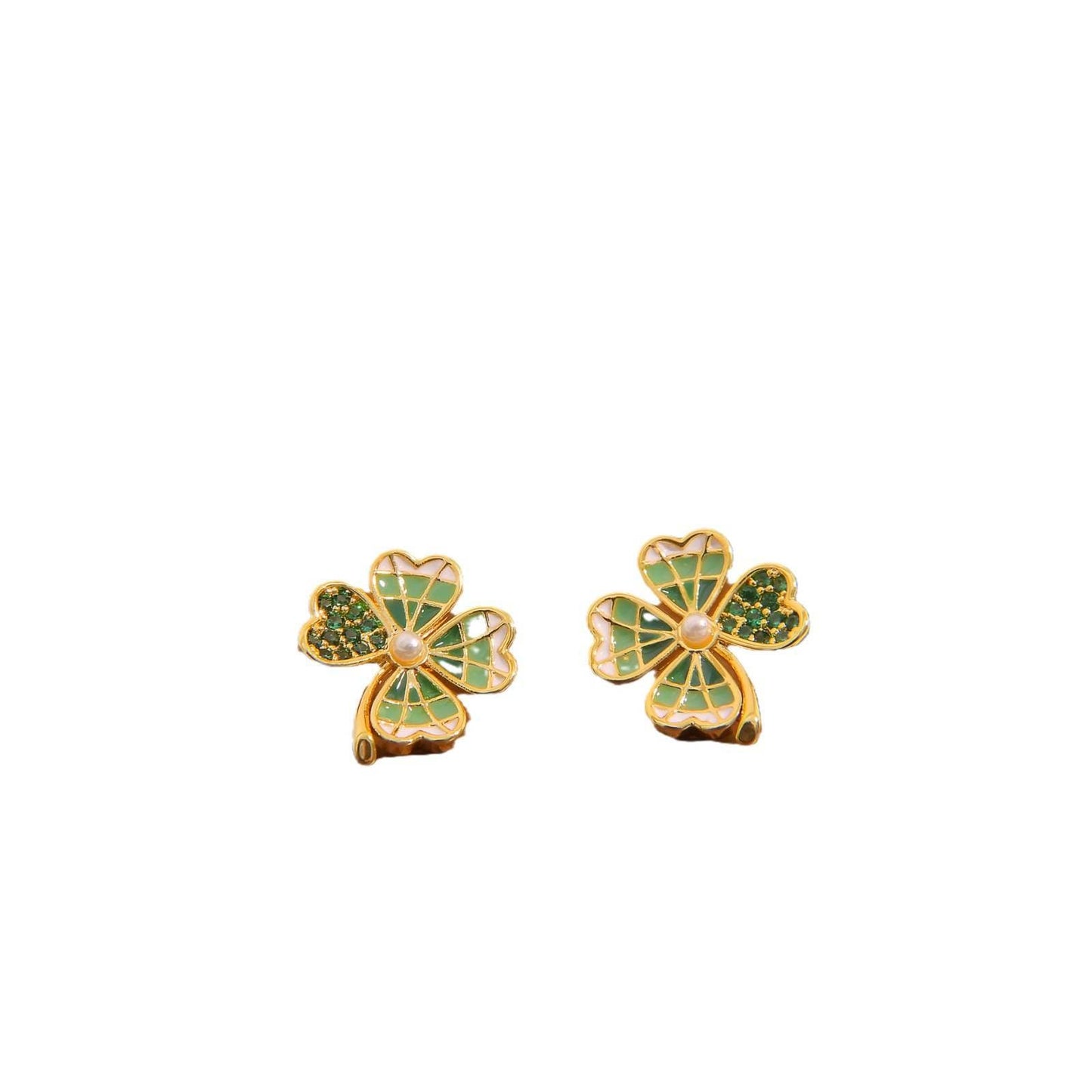 Green Clover Earrings - Spark Blossom Jewelry