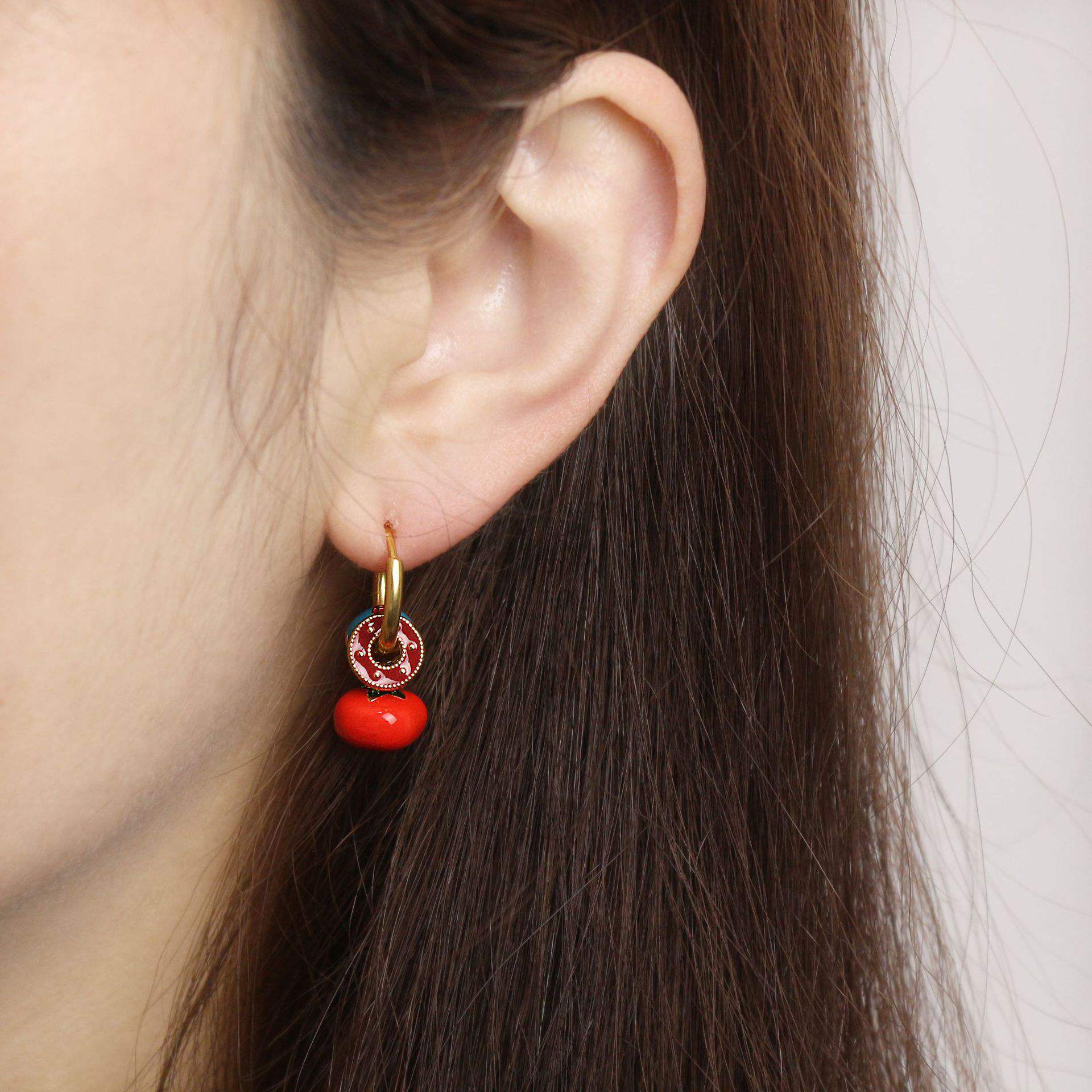 New Chinese Style Red Cherry Earrings - Spark Blossom Jewelry