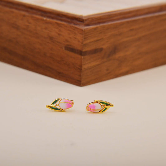 Pink Bud Earrings - Spark Blossom Jewelry