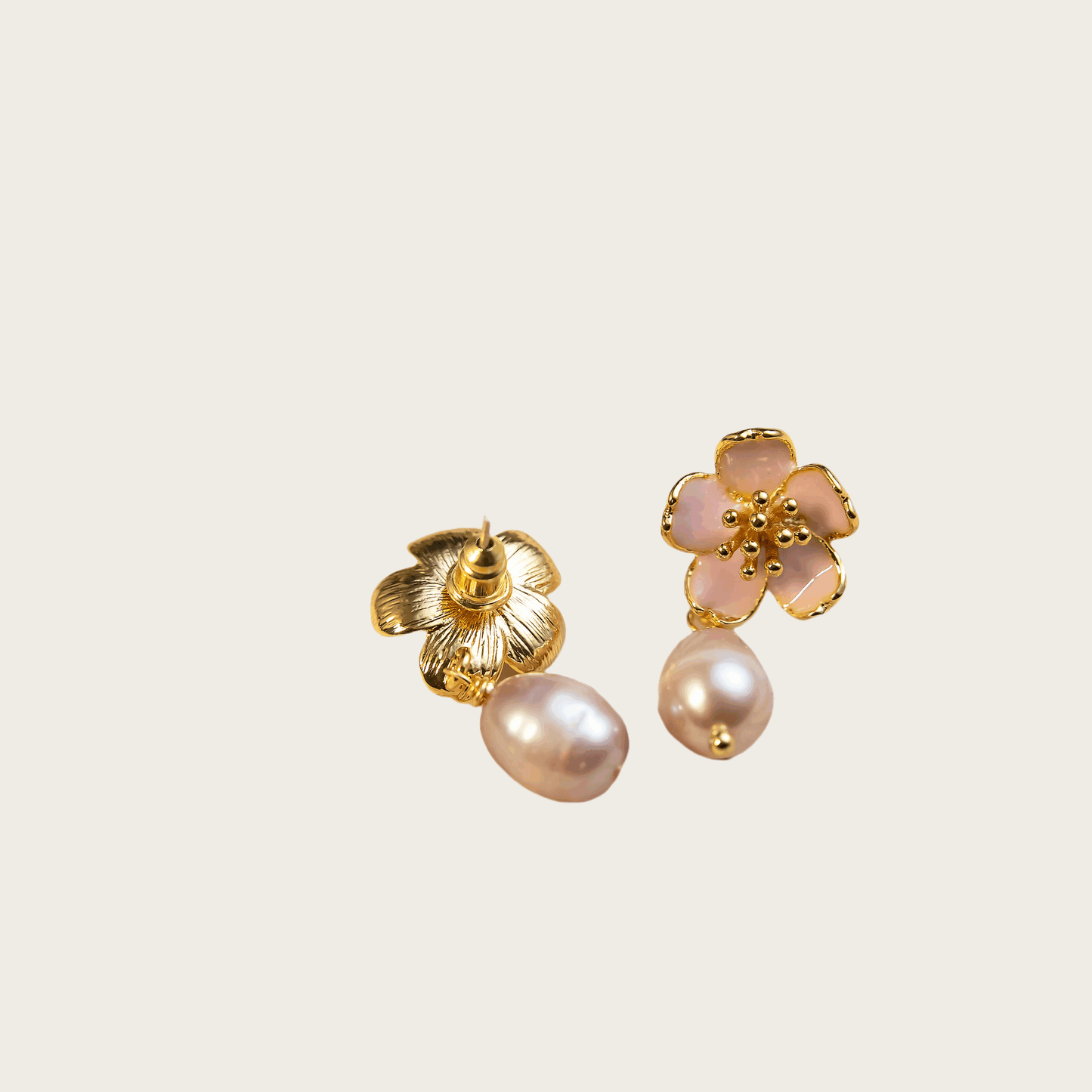 Pink Flower Pearl Earrings - Spark Blossom Jewelry