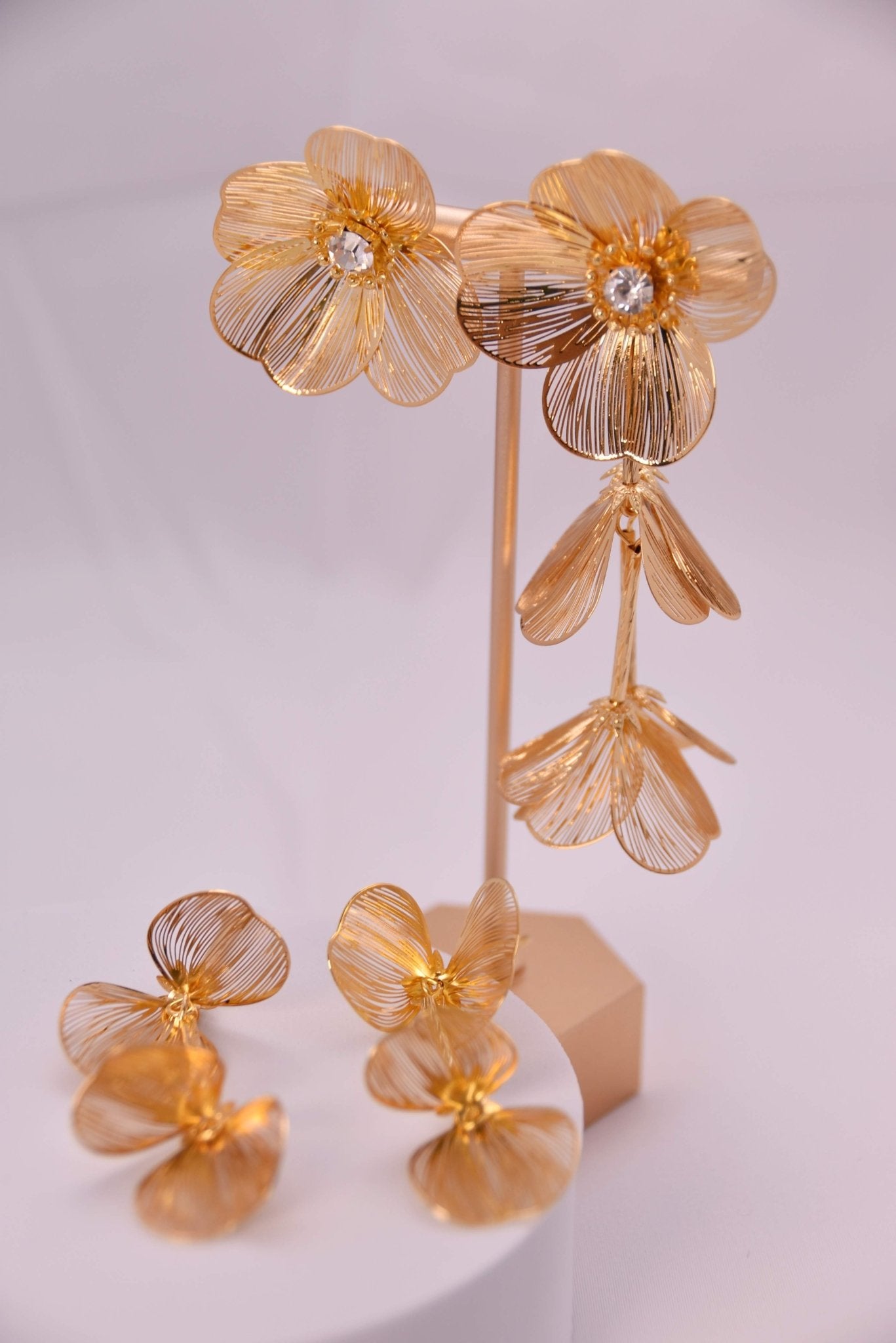 Versatile Elegant Gold - Plated Floral Earrings - Spark Blossom Jewelry