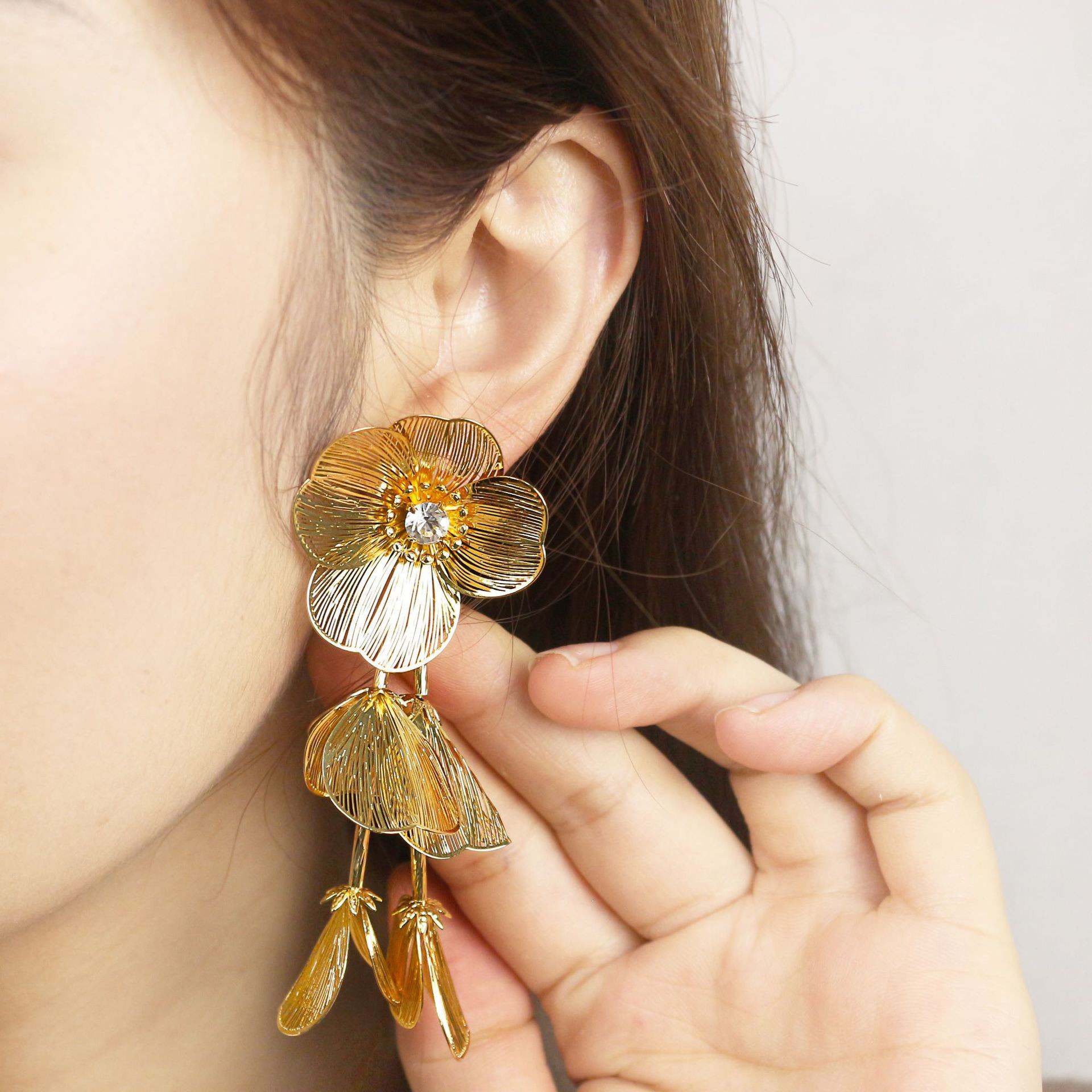 Versatile Elegant Gold - Plated Floral Earrings - Spark Blossom Jewelry