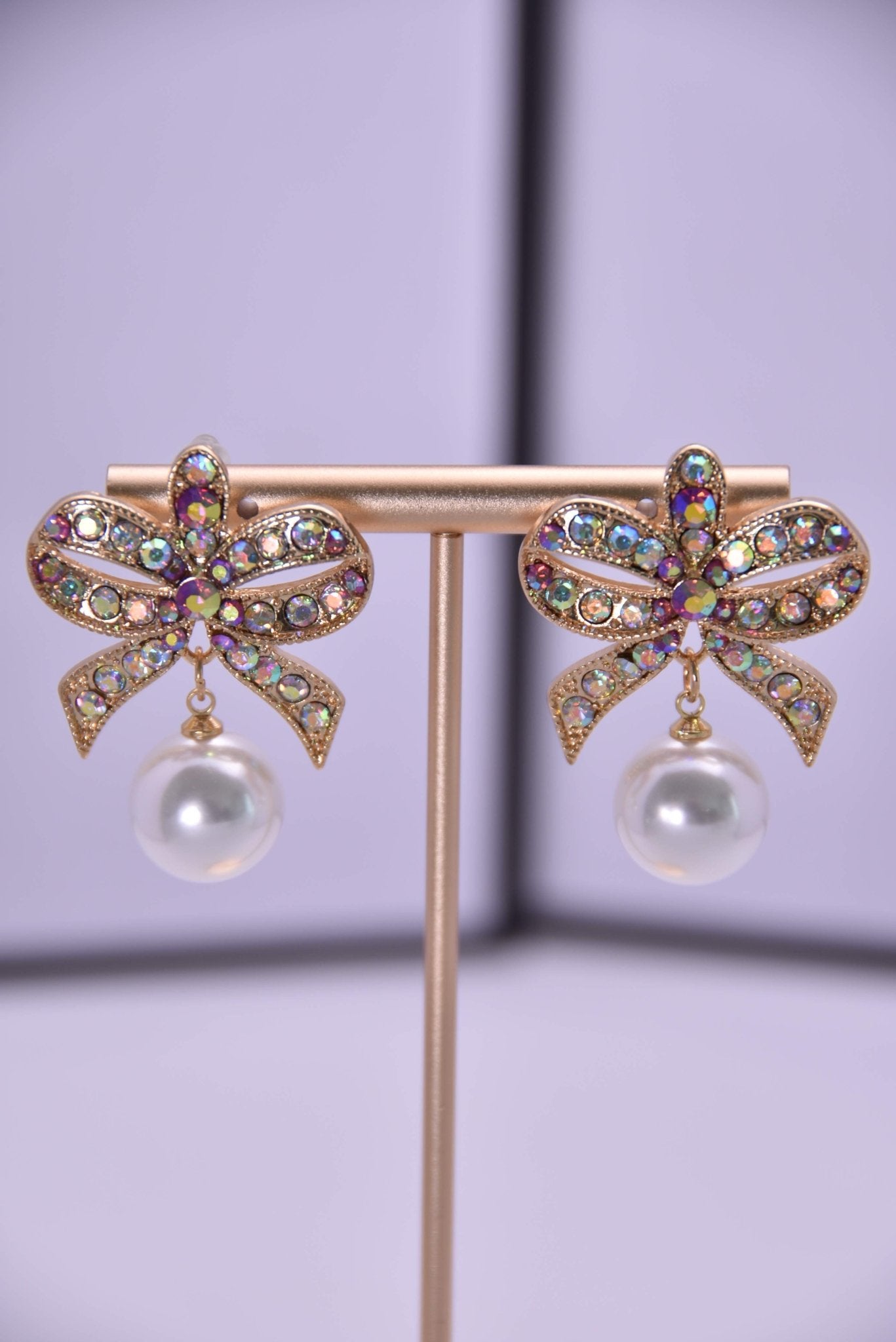 Vintage - Inspired Bow Knot Pearl Drop Earrings - Spark Blossom Jewelry