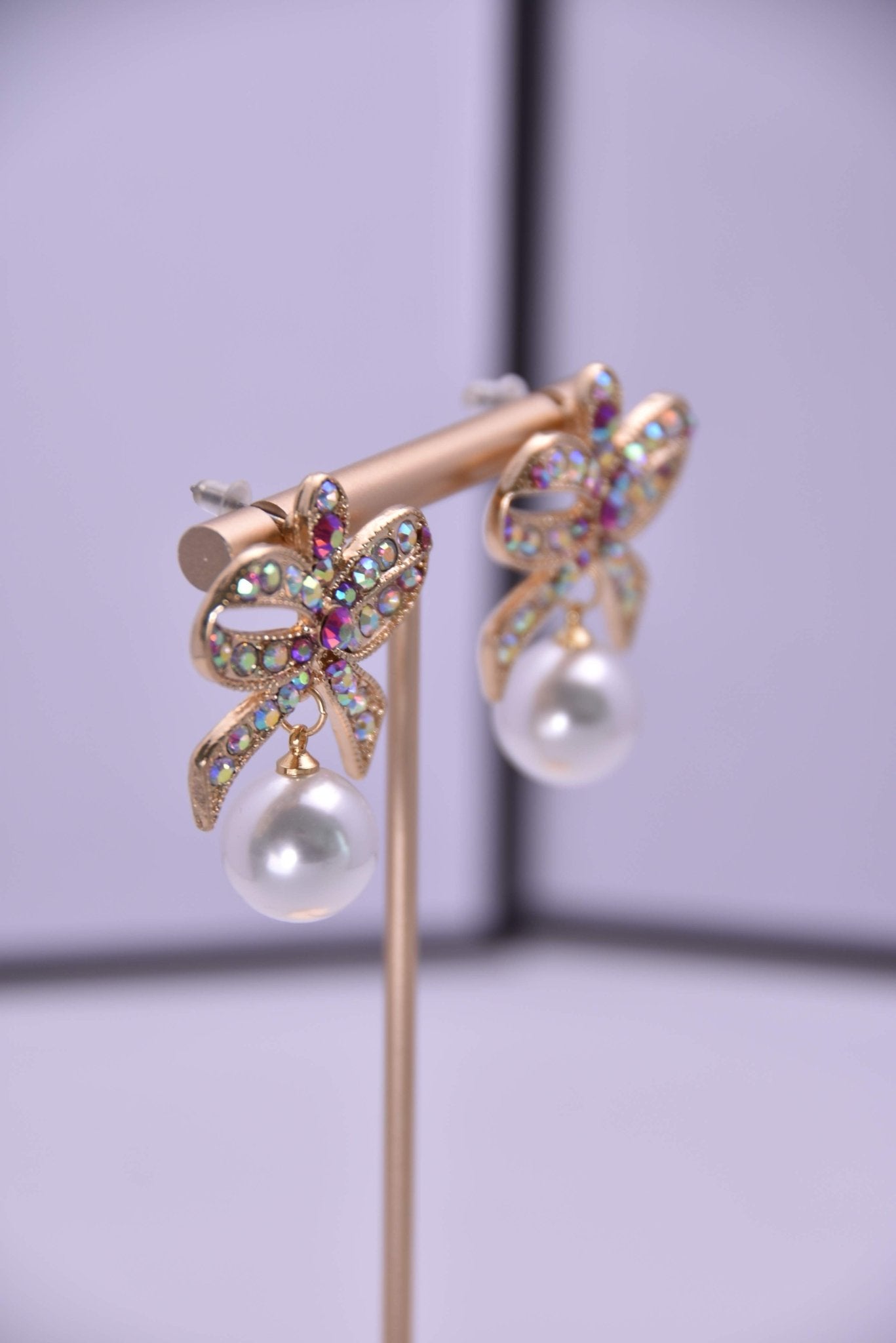 Vintage - Inspired Bow Knot Pearl Drop Earrings - Spark Blossom Jewelry