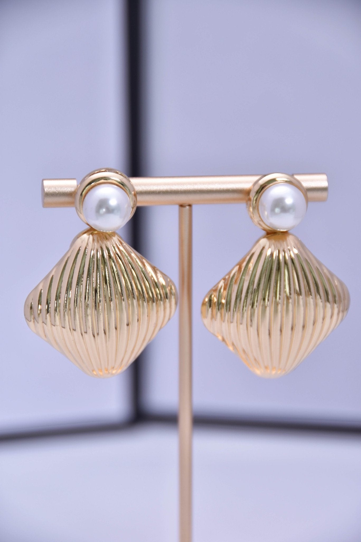 Vintage - Inspired Geometric Pearl Earrings - Spark Blossom Jewelry