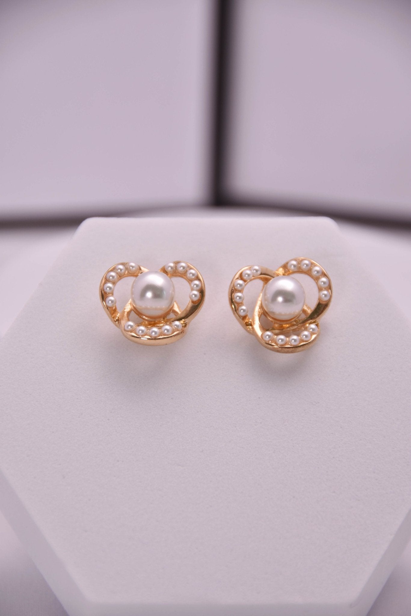 Vintage - Inspired Gold Pearl Stud Earrings - Spark Blossom Jewelry