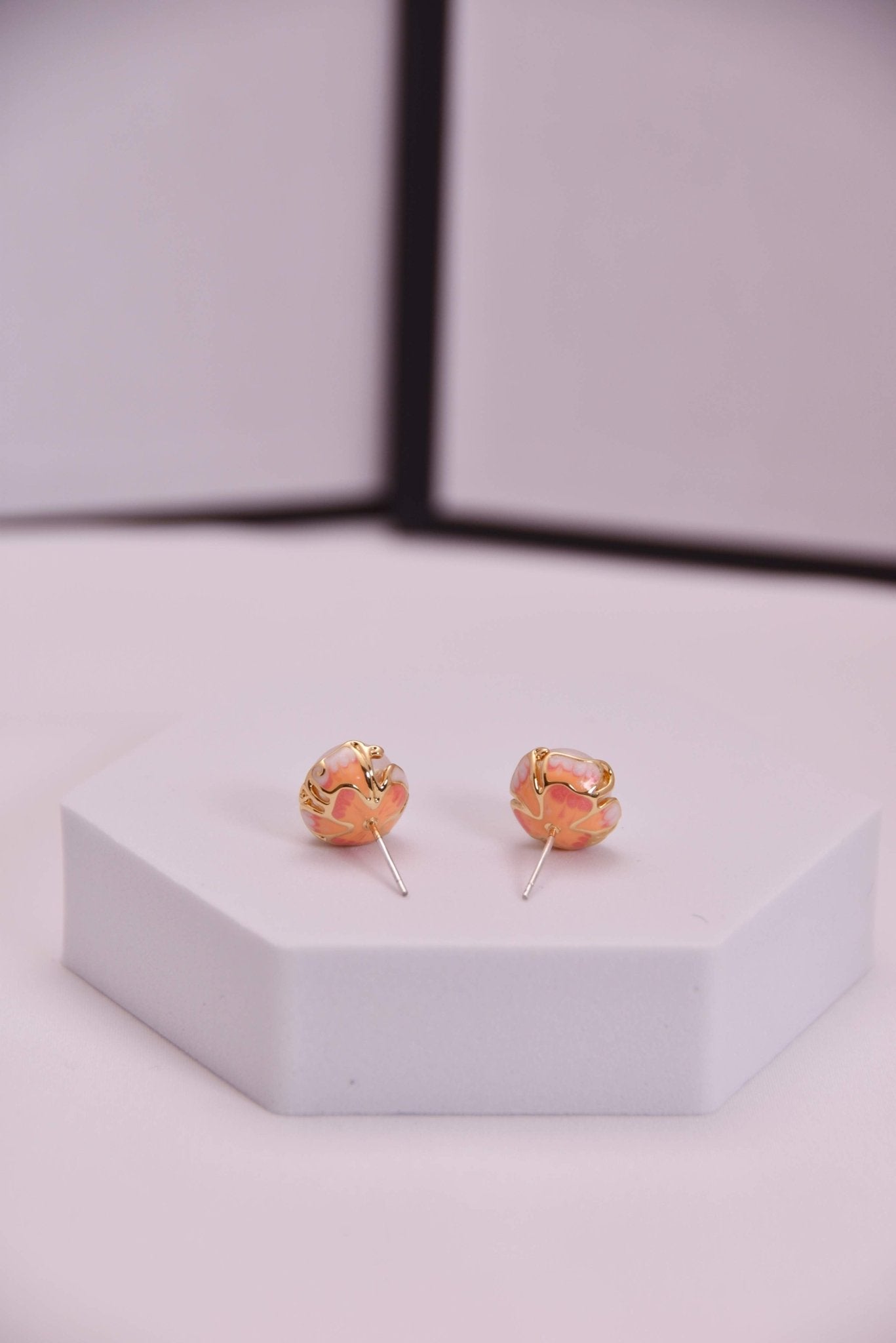 Vintage Style Gold - Plated Copper Mabe Pearl Stud Earrings - Spark Blossom Jewelry